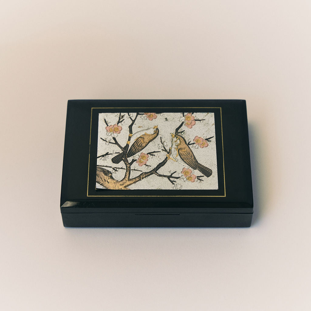 Vintage Japanese Bird & Blossom Tissue Holder