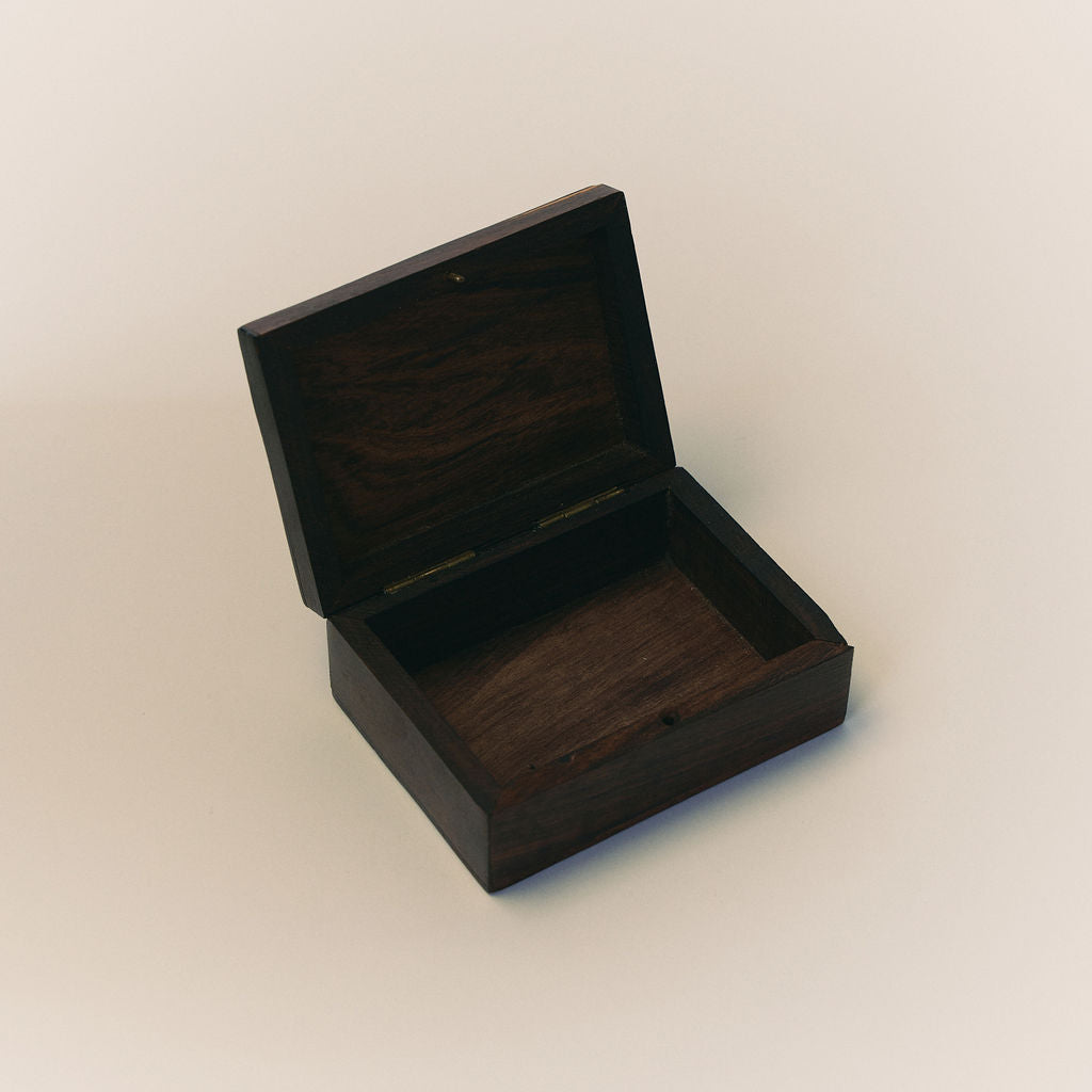 Vintage Timber & Brass Celestial Moon Trinket Box