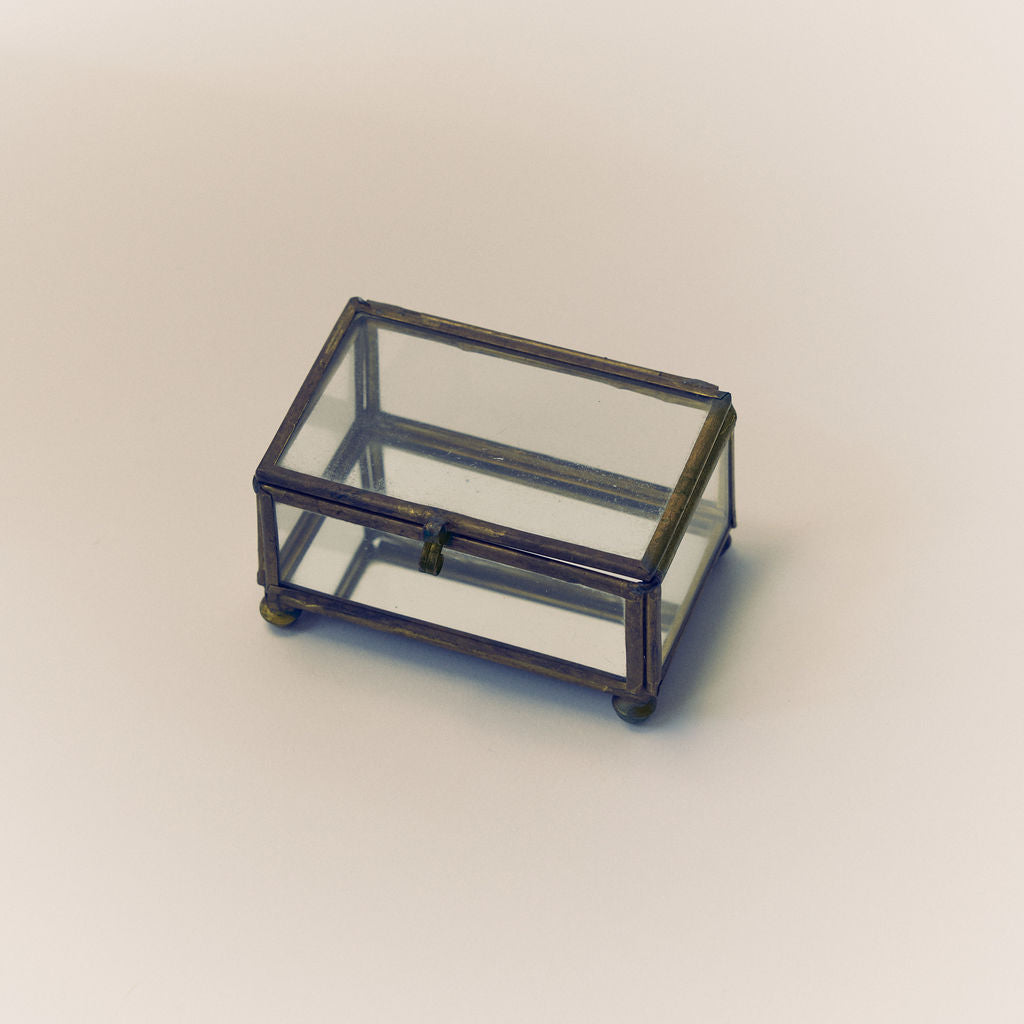 Vintage Miniature Footed Glass Keepsake Box
