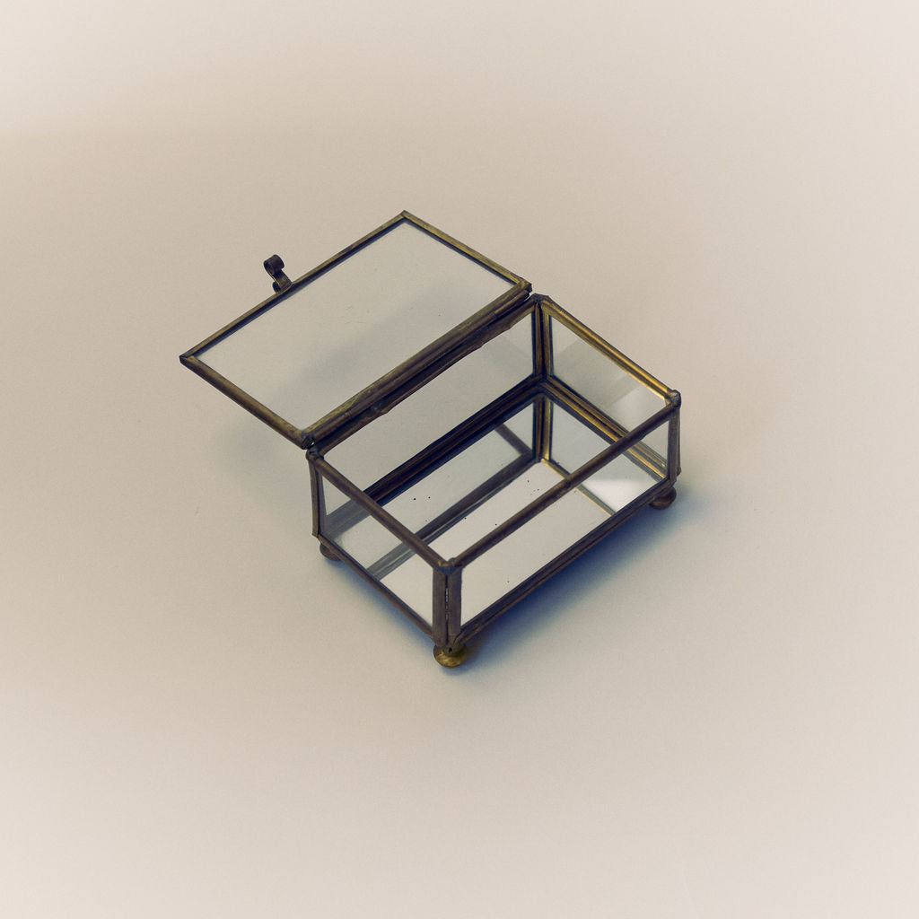 Vintage Miniature Footed Glass Keepsake Box