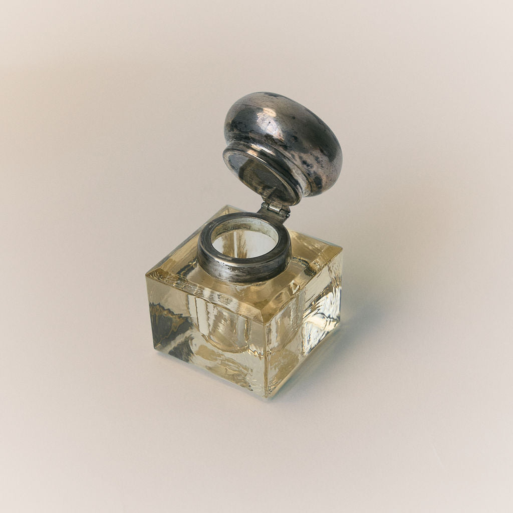 Vintage Glass Ink Pen Well