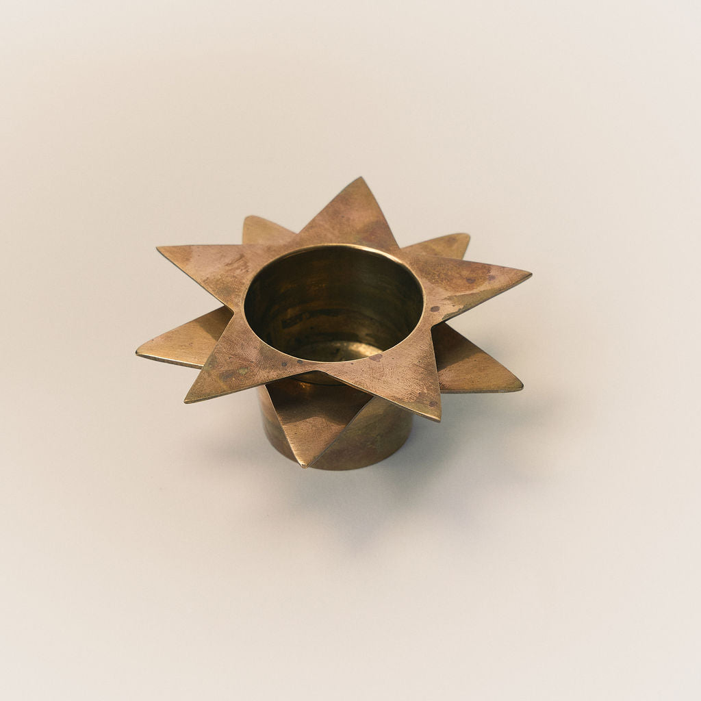 Vintage Brass Star Candle Holder Set