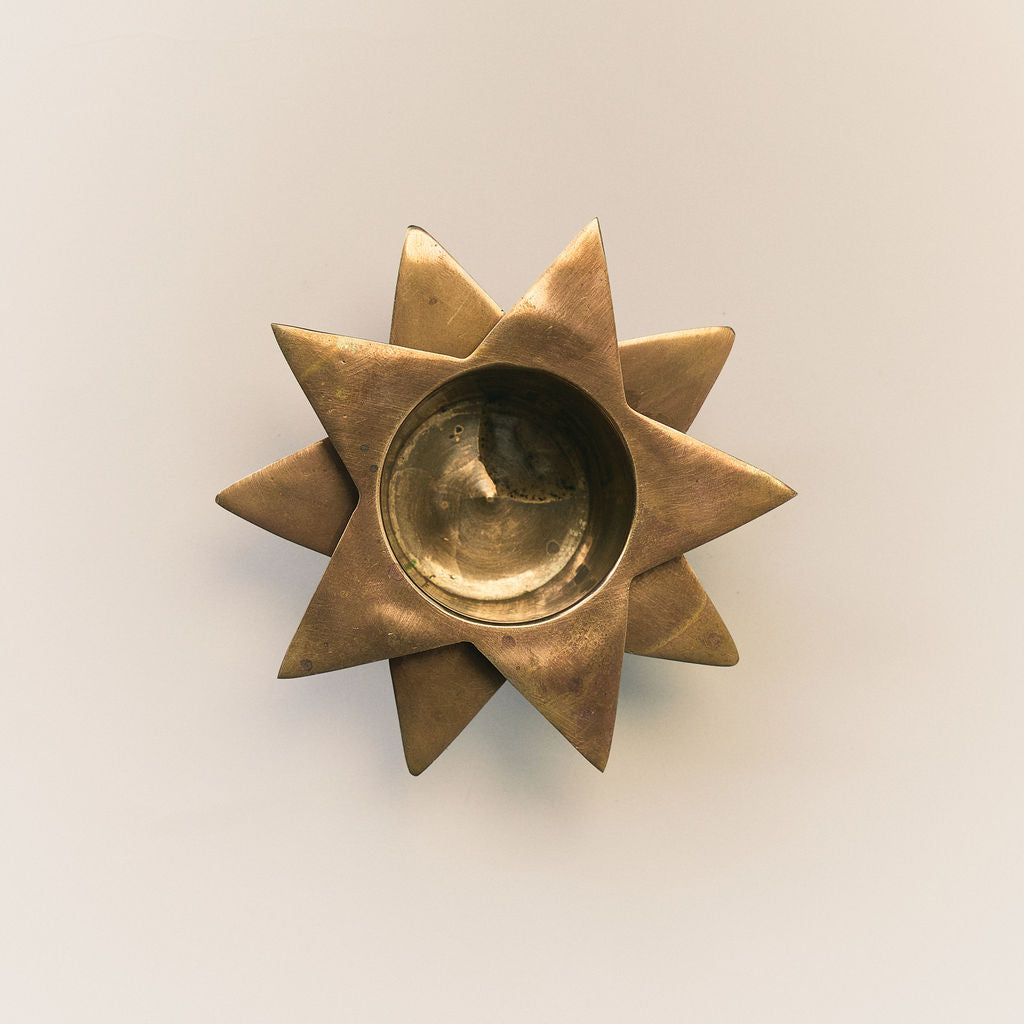 Vintage Brass Star Candle Holder Set