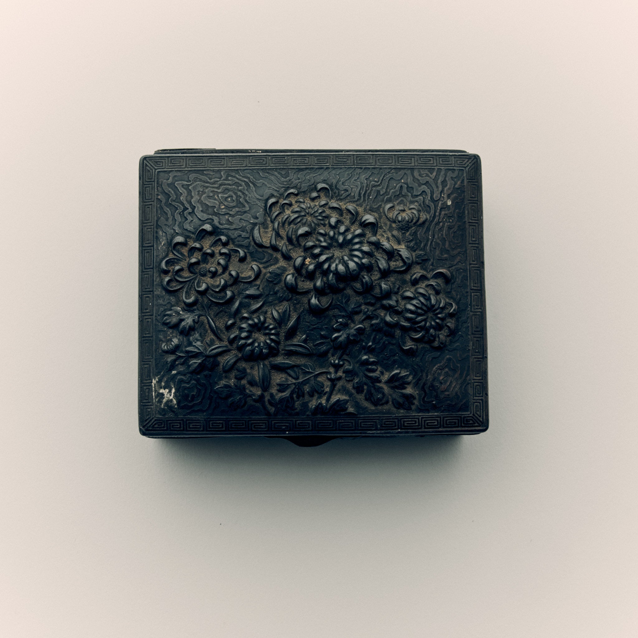 Antique Japanese Wood & Brass Jewellery Box