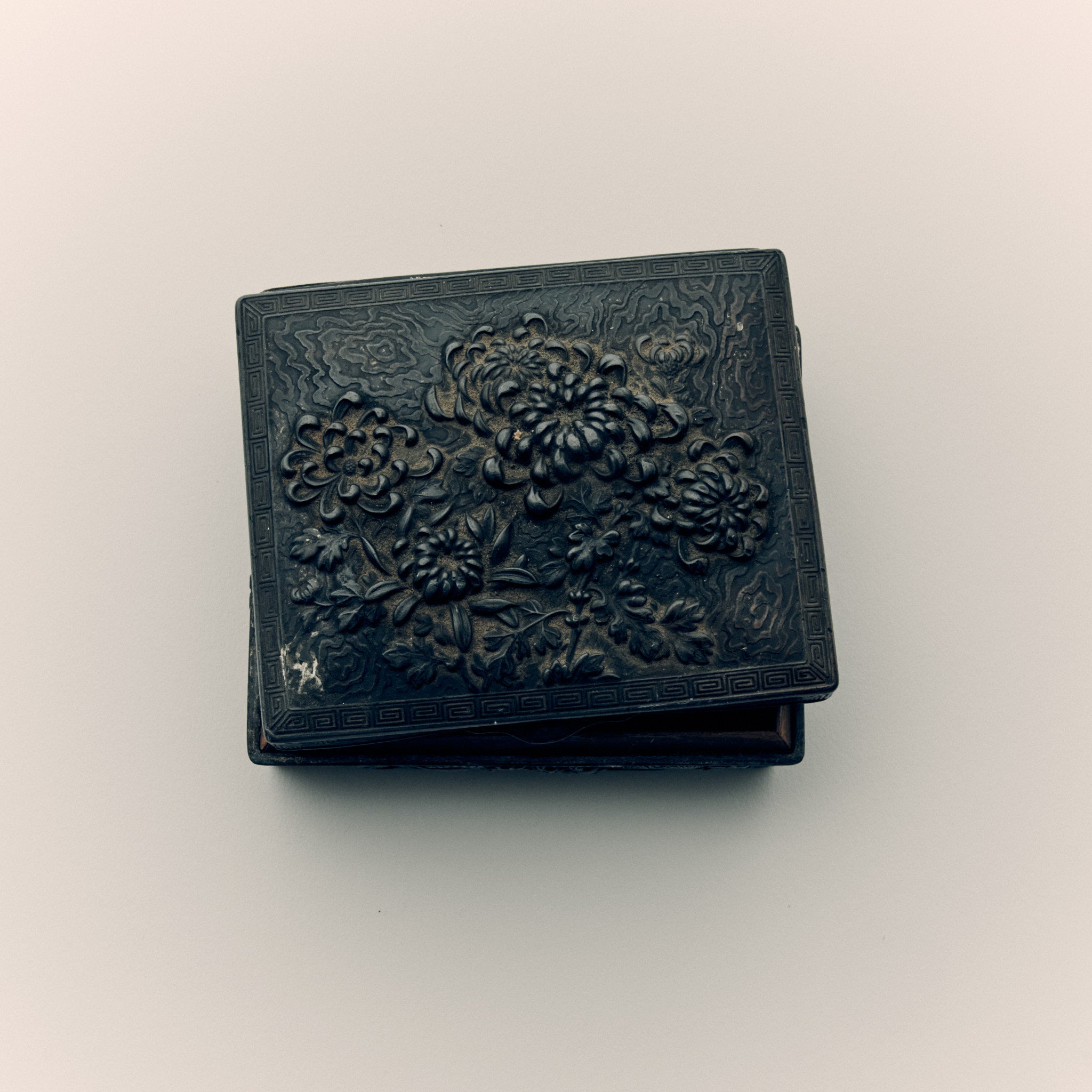 Antique Japanese Wood & Brass Jewellery Box