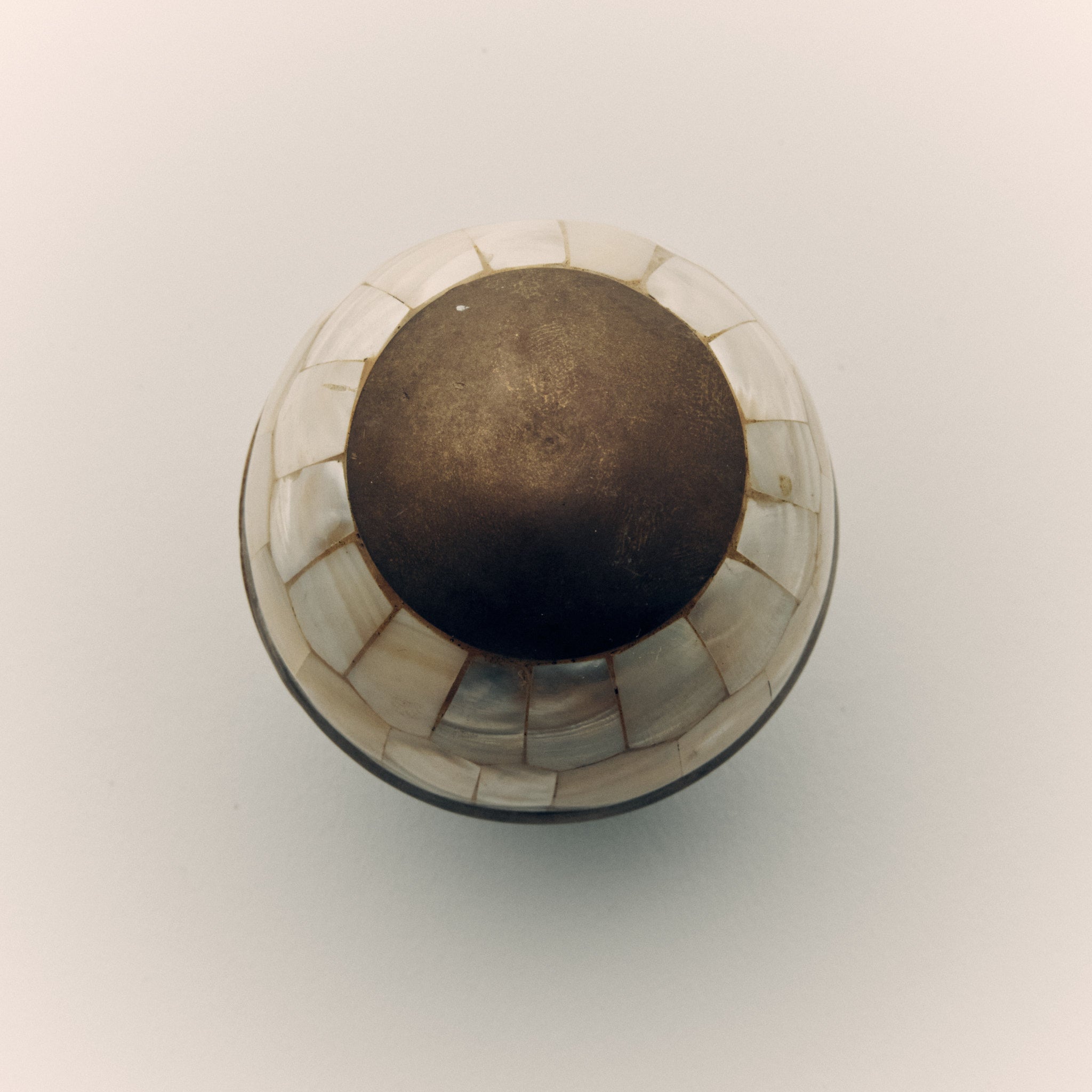 Vintage Brass Mother-of-Pearl Egg Trinket Box