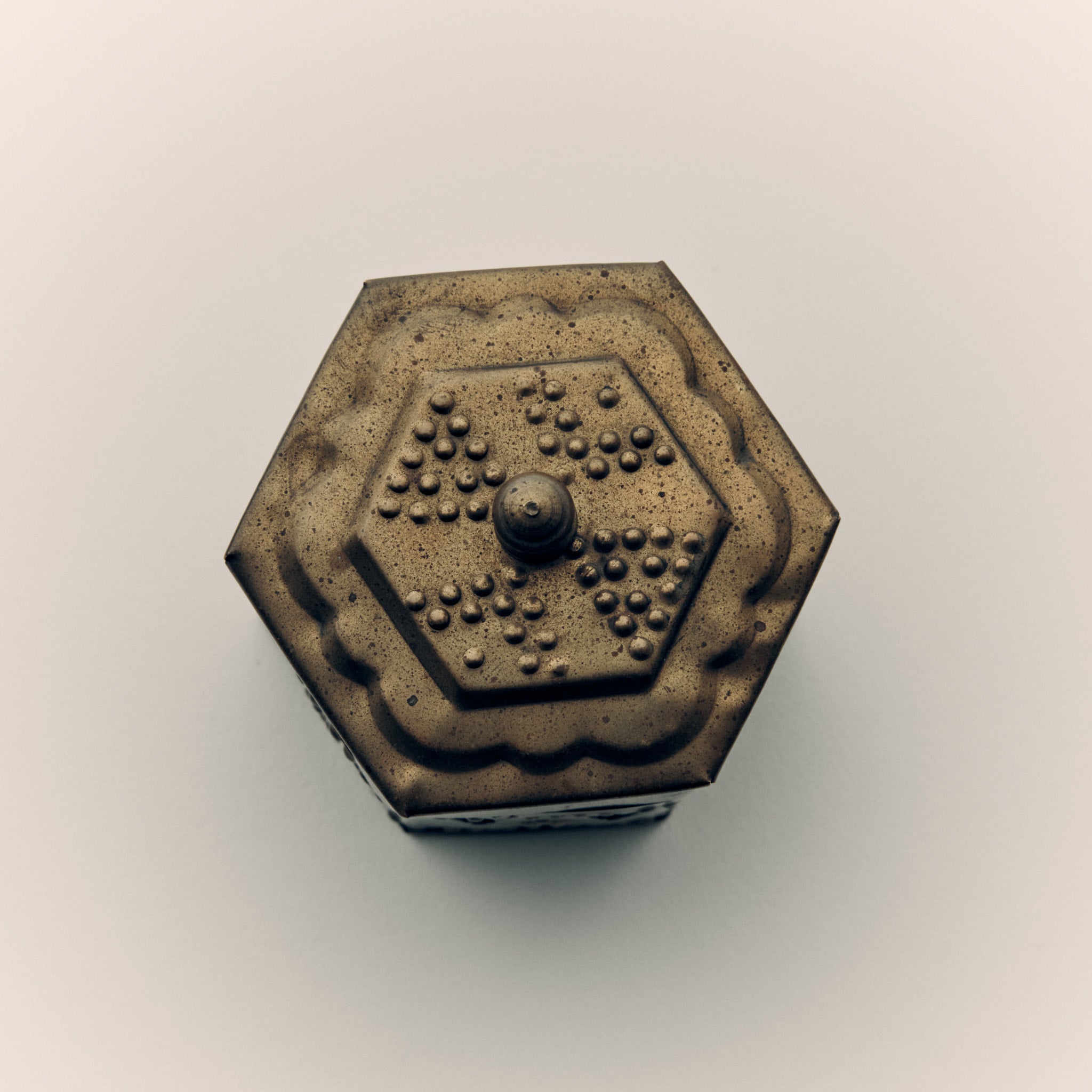 Vintage Hexagonal Brass Trinket Box